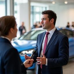 Reporter interviewing at a car launch